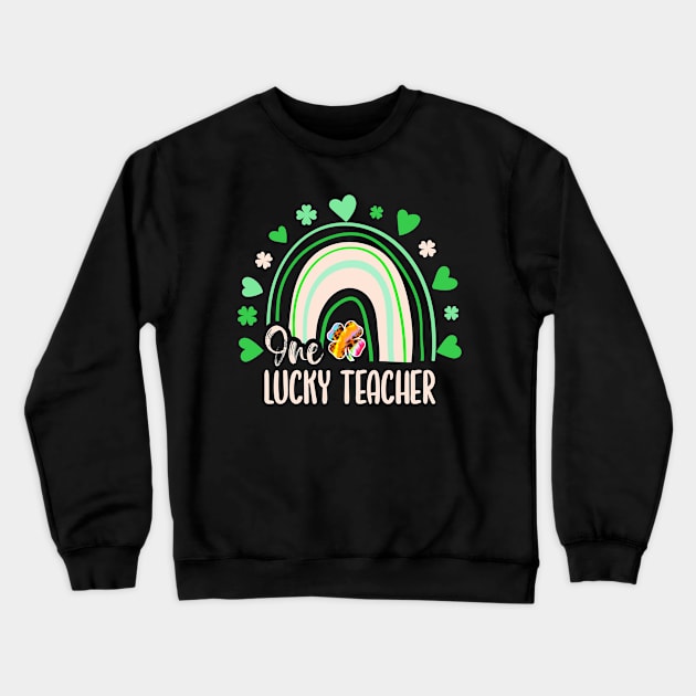 Leopard Tie Dye Rainbow Happy St Patricks Day One Lucky Teacher Shamrock Crewneck Sweatshirt by wonderws